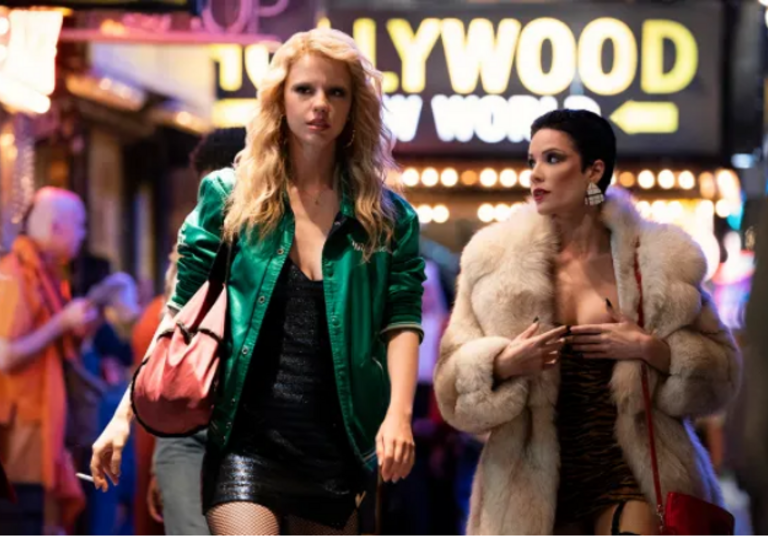 Two woman in the 1980s walk Hollywood Boulevard 