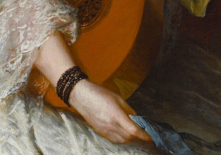 Painting fragment of a woman's hand