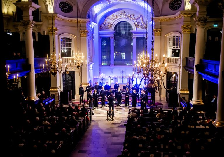 A choir in a church space