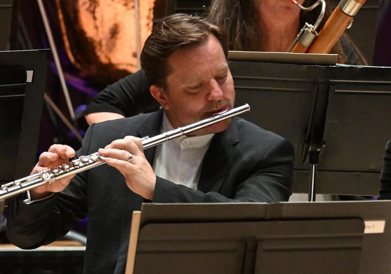 Gareth Davies playing his flute
