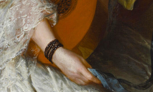 Painting fragment of a woman's hand