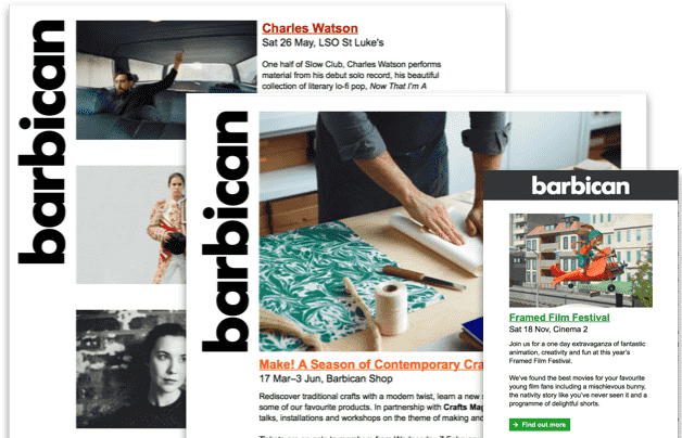 Example of Barbican newsletters